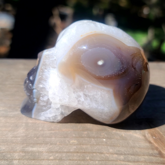 INCREDIBLE Smokey Quartz handcarved drutzy Agate Skull sz medium - Picture 9 of 10